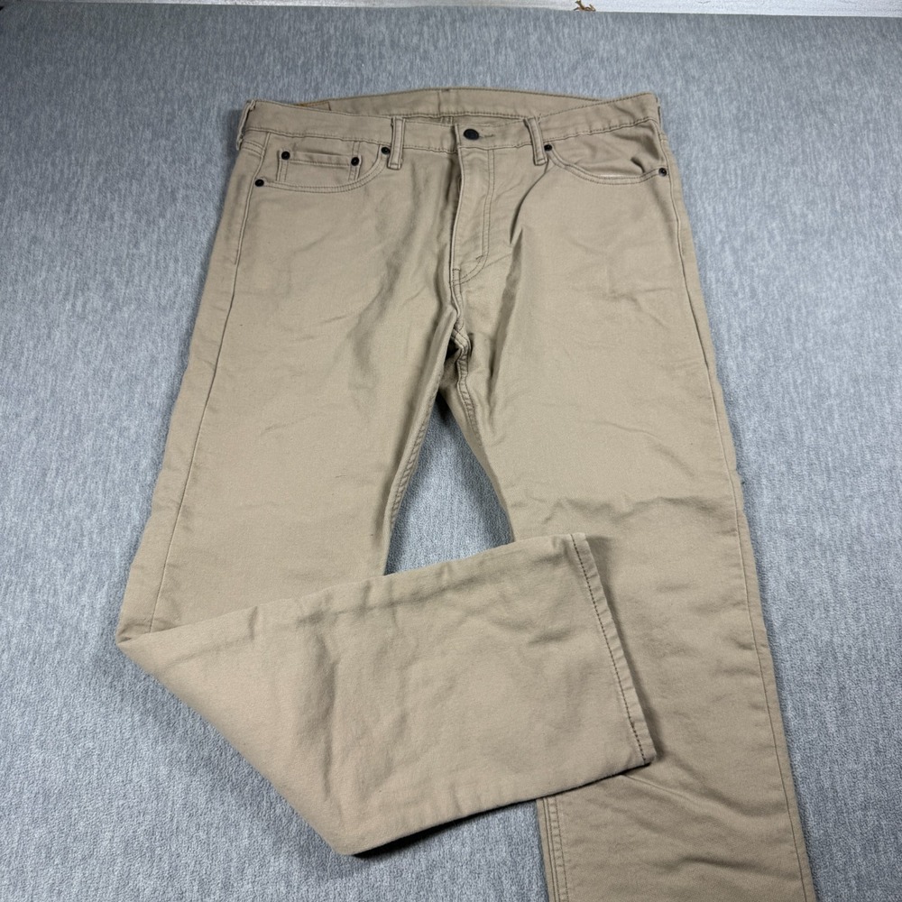 Levi's 513 Pants Mens 36x32 Beige Slim Straight Leg Casual Stretch Cotton Denim